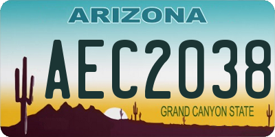 AZ license plate AEC2038