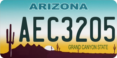 AZ license plate AEC3205
