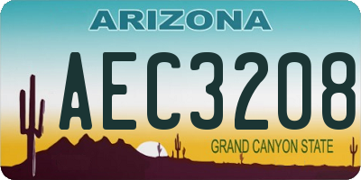AZ license plate AEC3208