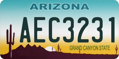 AZ license plate AEC3231