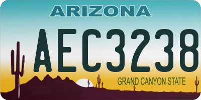 AZ license plate AEC3238
