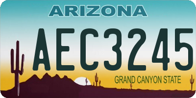 AZ license plate AEC3245