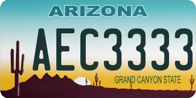 AZ license plate AEC3333