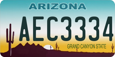 AZ license plate AEC3334