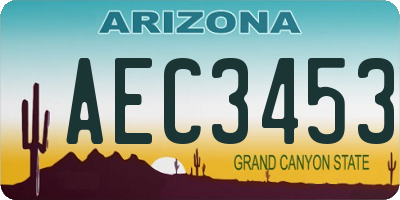 AZ license plate AEC3453