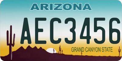 AZ license plate AEC3456