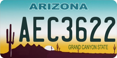 AZ license plate AEC3622