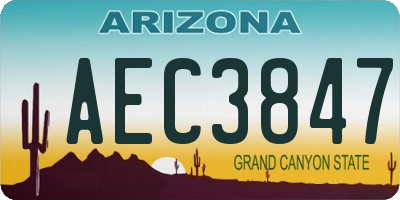AZ license plate AEC3847