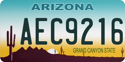 AZ license plate AEC9216