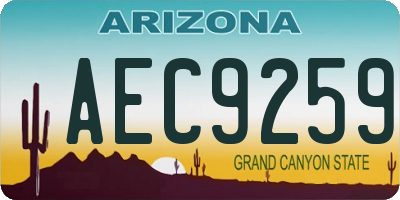 AZ license plate AEC9259