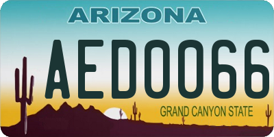 AZ license plate AED0066