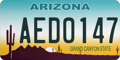 AZ license plate AED0147