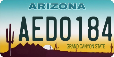 AZ license plate AED0184