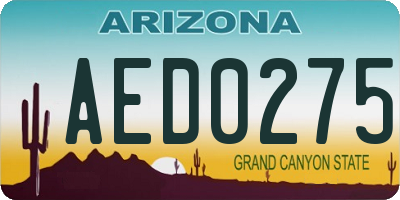 AZ license plate AED0275