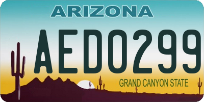 AZ license plate AED0299