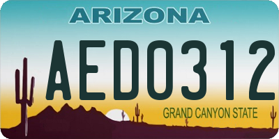 AZ license plate AED0312