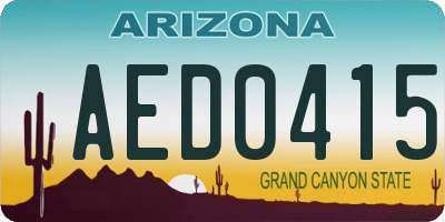 AZ license plate AED0415