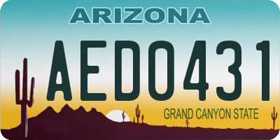 AZ license plate AED0431