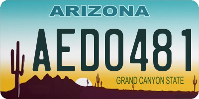 AZ license plate AED0481