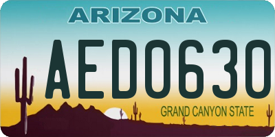 AZ license plate AED0630