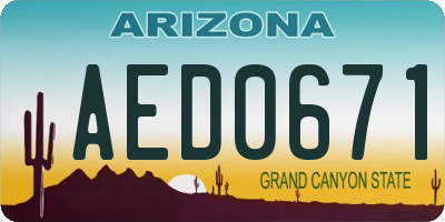 AZ license plate AED0671