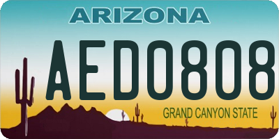 AZ license plate AED0808
