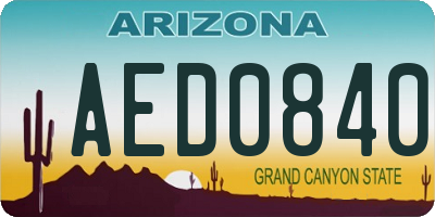 AZ license plate AED0840