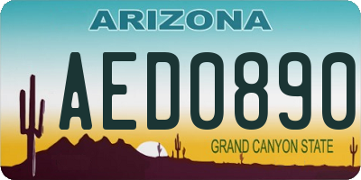 AZ license plate AED0890