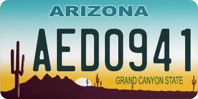 AZ license plate AED0941