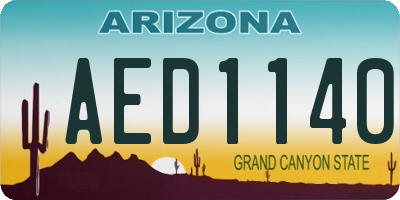 AZ license plate AED1140