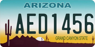 AZ license plate AED1456