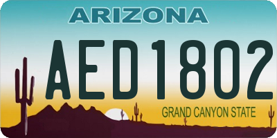 AZ license plate AED1802