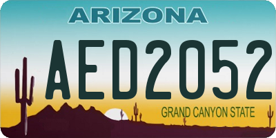 AZ license plate AED2052