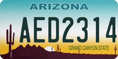 AZ license plate AED2314