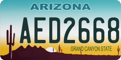 AZ license plate AED2668
