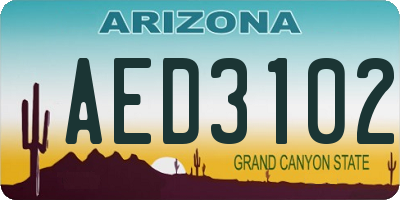 AZ license plate AED3102