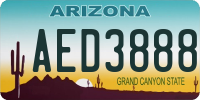 AZ license plate AED3888