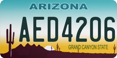 AZ license plate AED4206