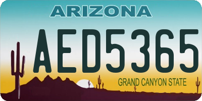 AZ license plate AED5365