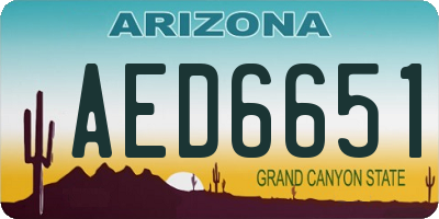 AZ license plate AED6651
