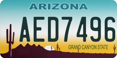 AZ license plate AED7496
