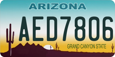 AZ license plate AED7806