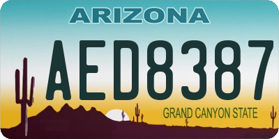 AZ license plate AED8387