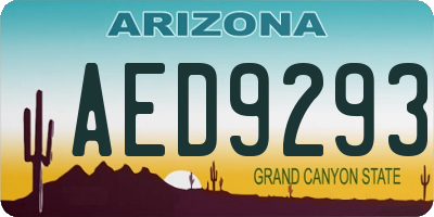 AZ license plate AED9293