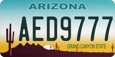 AZ license plate AED9777