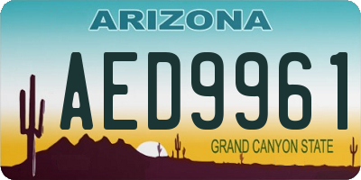 AZ license plate AED9961