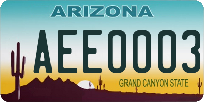 AZ license plate AEE0003