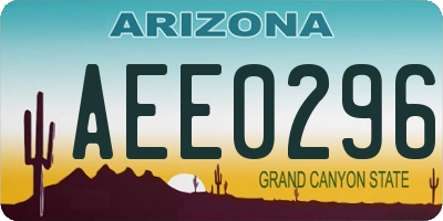 AZ license plate AEE0296