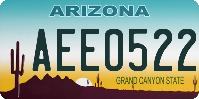 AZ license plate AEE0522