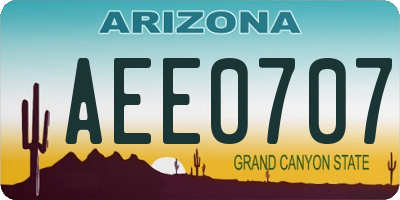 AZ license plate AEE0707